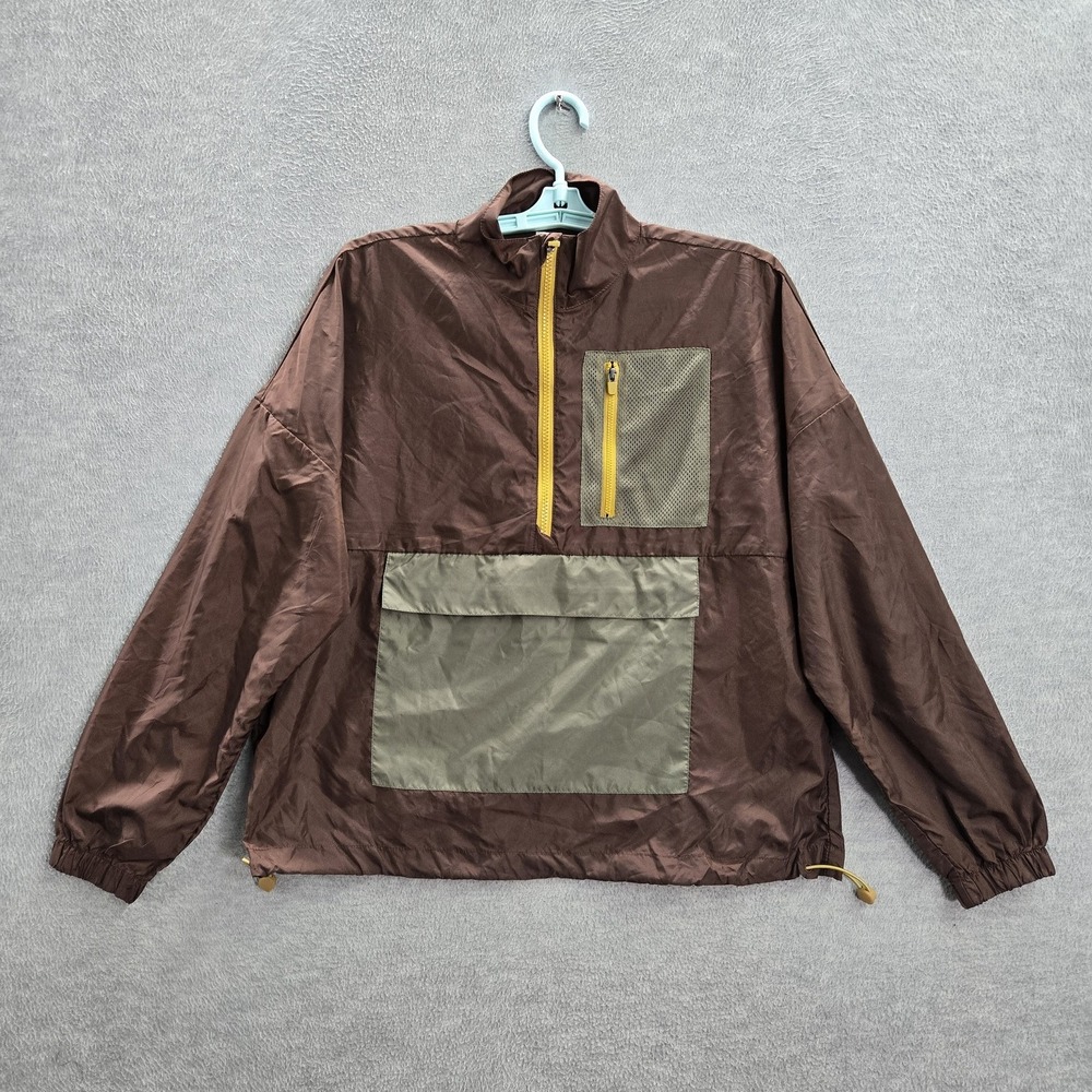Fabletics Women Jacket S Brown Shawn Cropped Ripstop Gorpcore 1/2 Zip Mesh